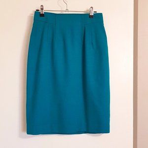 Braemar by Jeremy Scott | Pure Virgin Wool Teal Pencil Skirt